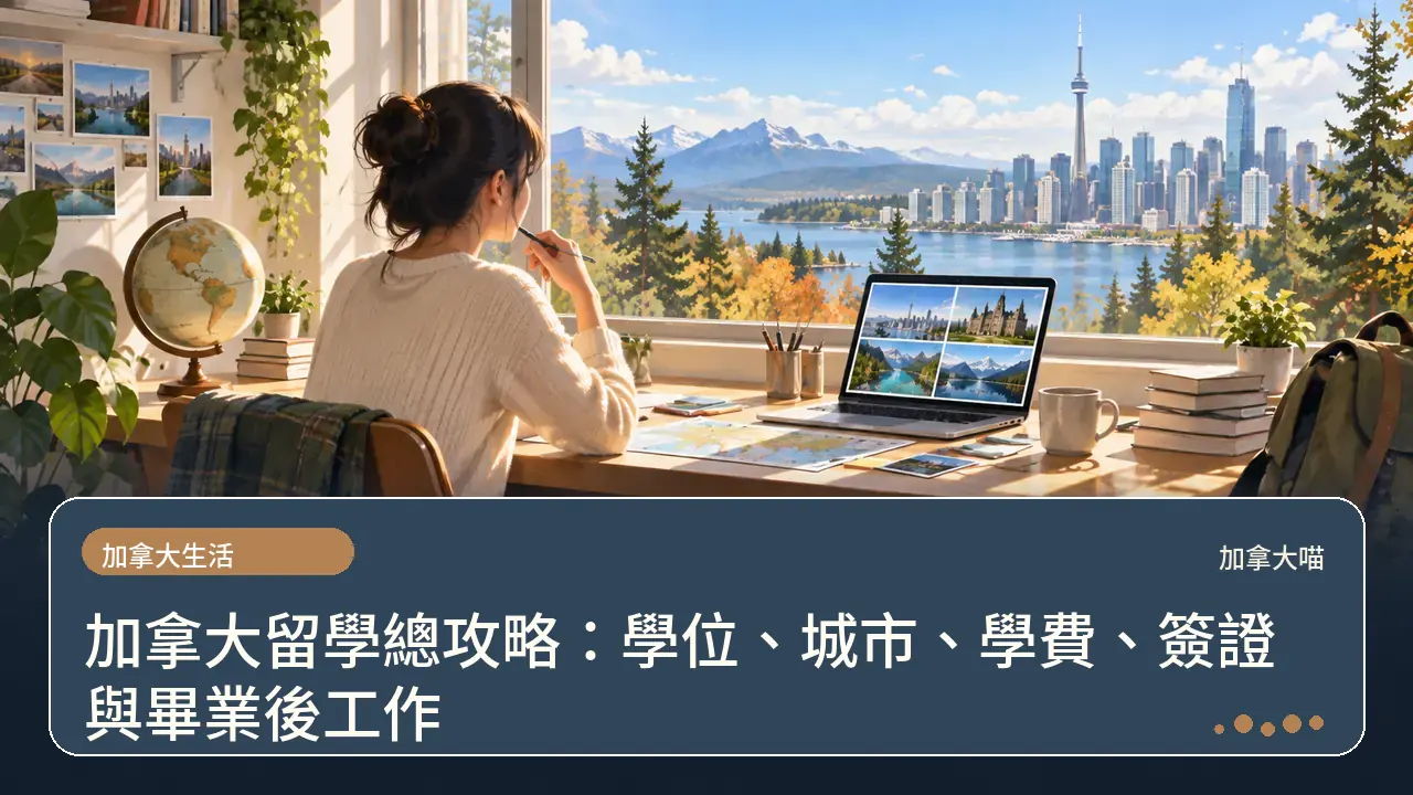 加拿大留學總攻略：學位、城市、學費、簽證與畢業後工作主題插畫