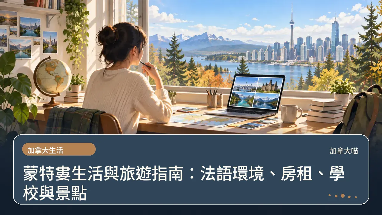 蒙特婁生活與旅遊指南:法語環境、房租、學校與景點主題插畫