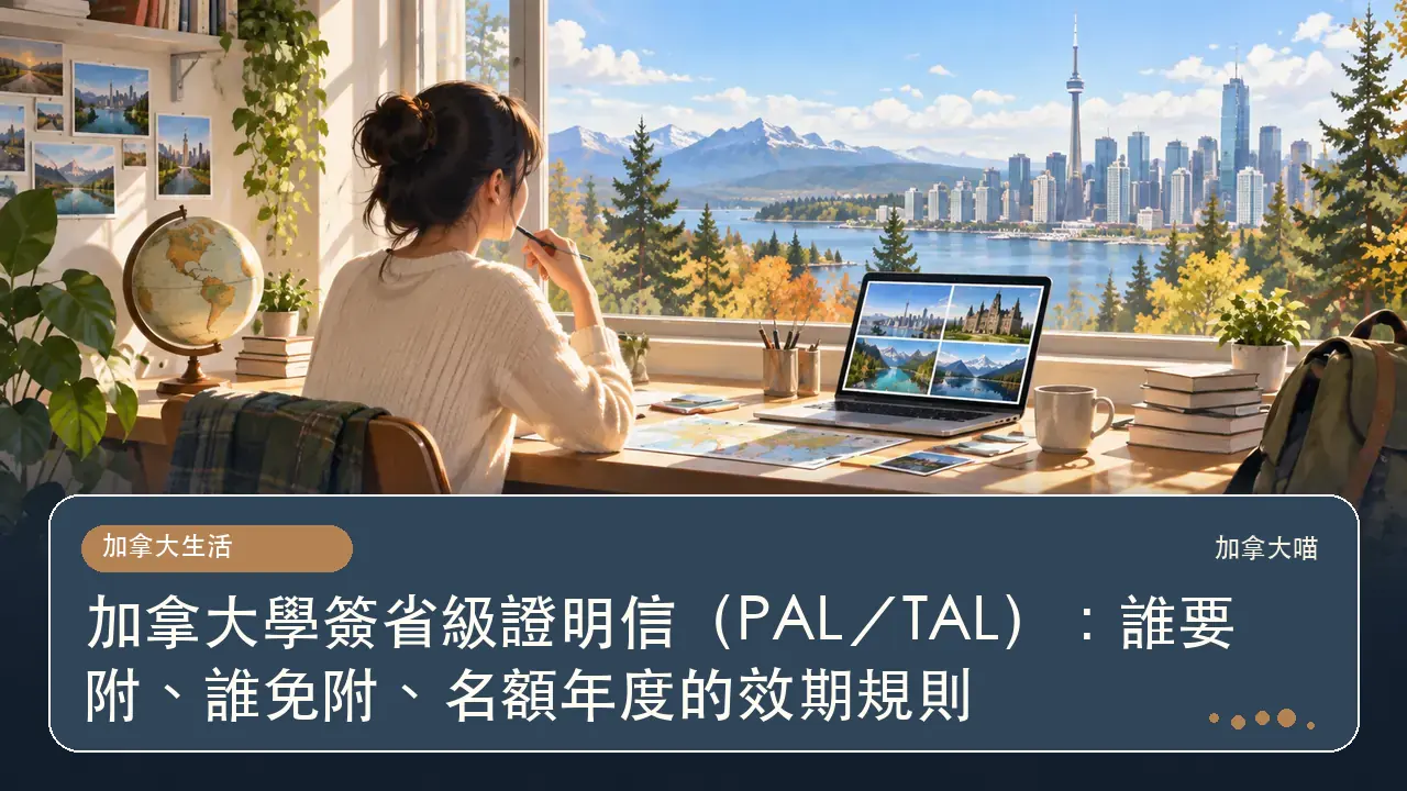加拿大學簽省級證明信（PAL／TAL）：誰要附、誰免附、名額年度的效期規則主題插畫